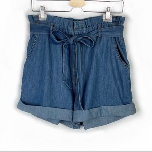 H&M Blue Paperbag & High Waist Cotton Shorts Sz 10